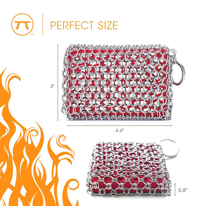 Outset Chain Mail Cast Iron Scrubber Pad, 4.5" x 3.5"