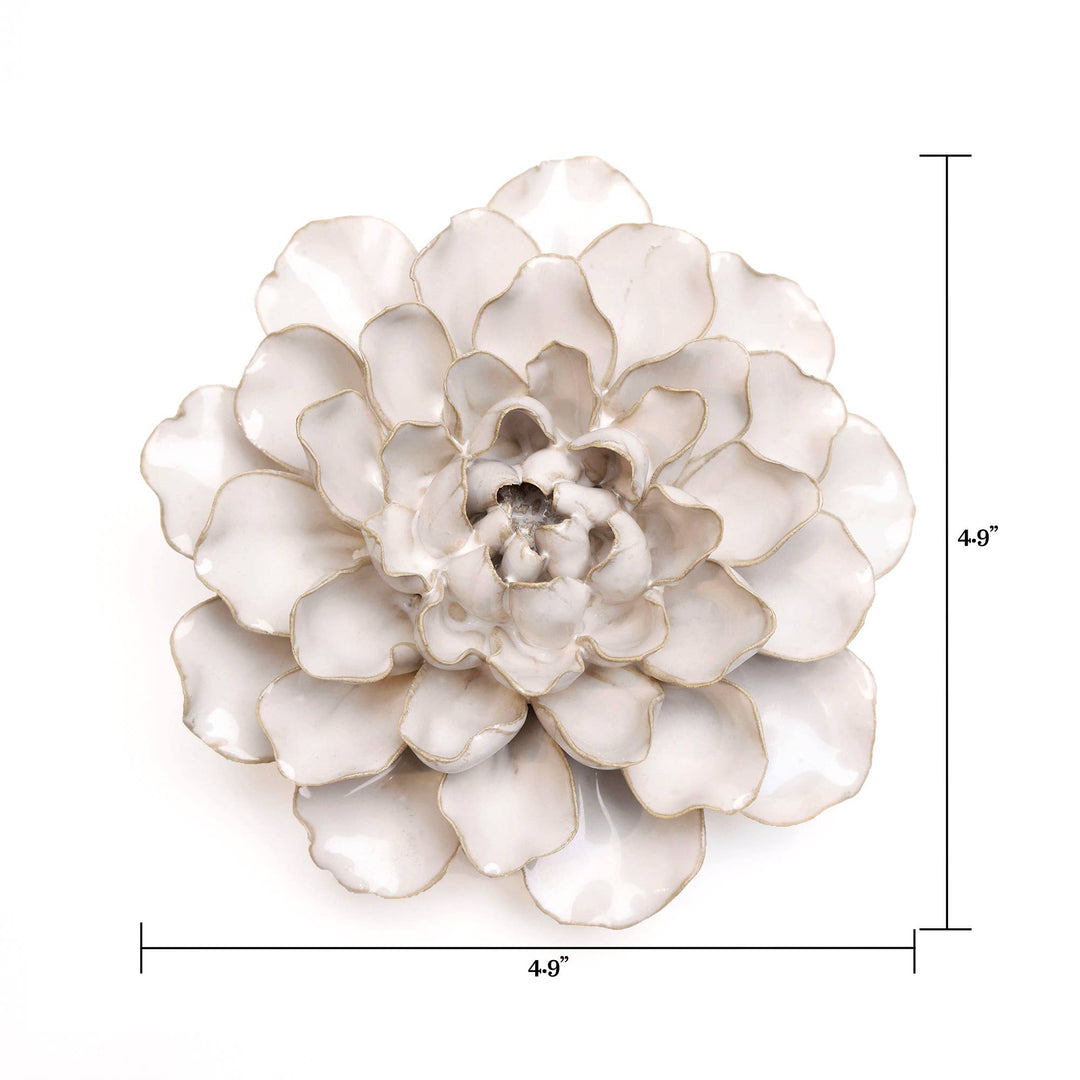 White Ceramic Flower Hanging: Pearl Zinnia