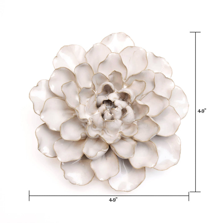 White Ceramic Flower Hanging: Pearl Zinnia