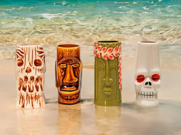 Hard-Carved and Hand-Painted Tiki Mugs - Assorted (1pc)