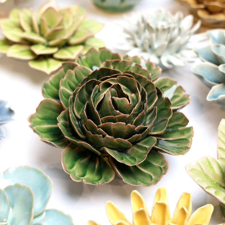 Hand Made Ceramic Wall Flower: Caramel