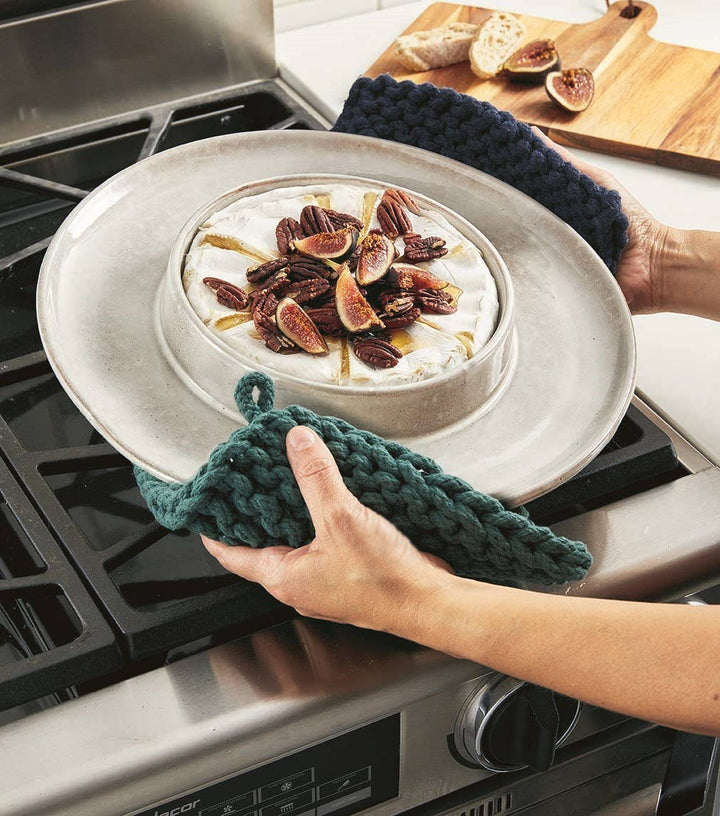 Crochet Trivet Potholder Gray Cotton Everyday
