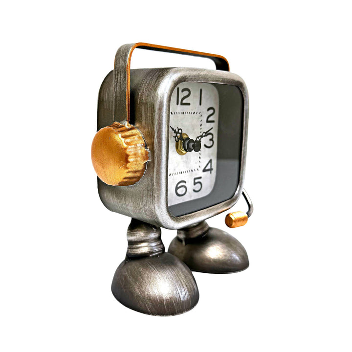 Silver Robot Table Clock