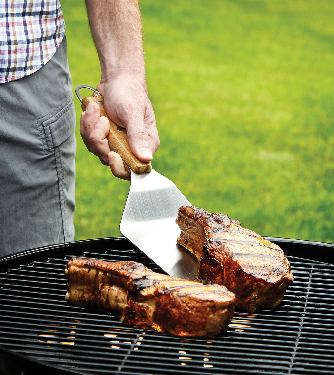 Outset Heavy Duty Grill and Griddle Spatula, Acacia, 14.25"