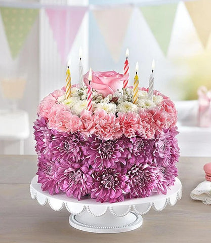 Birthday Wishes Flower Cake - Pastel