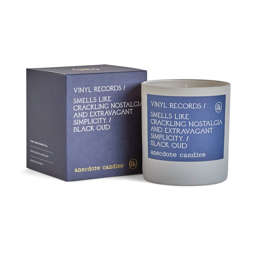 Vinyl Records (Black Oud) Candle: 7.8 oz Glass Jar