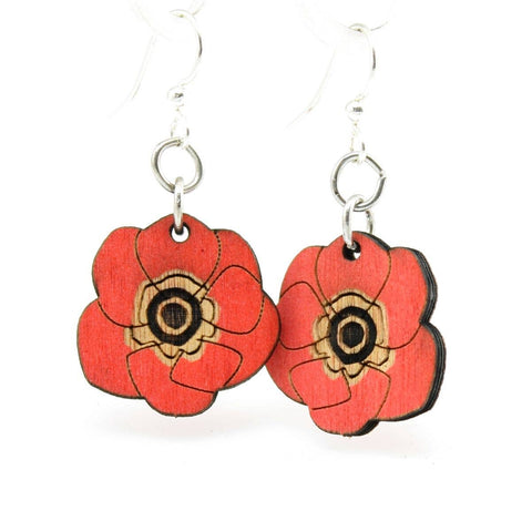 Poppy Flower Blossoms Earrings: Crimson