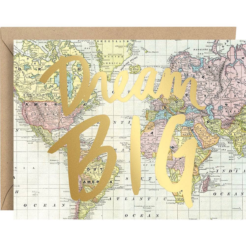 Dream Big Map Foil Graduation Card