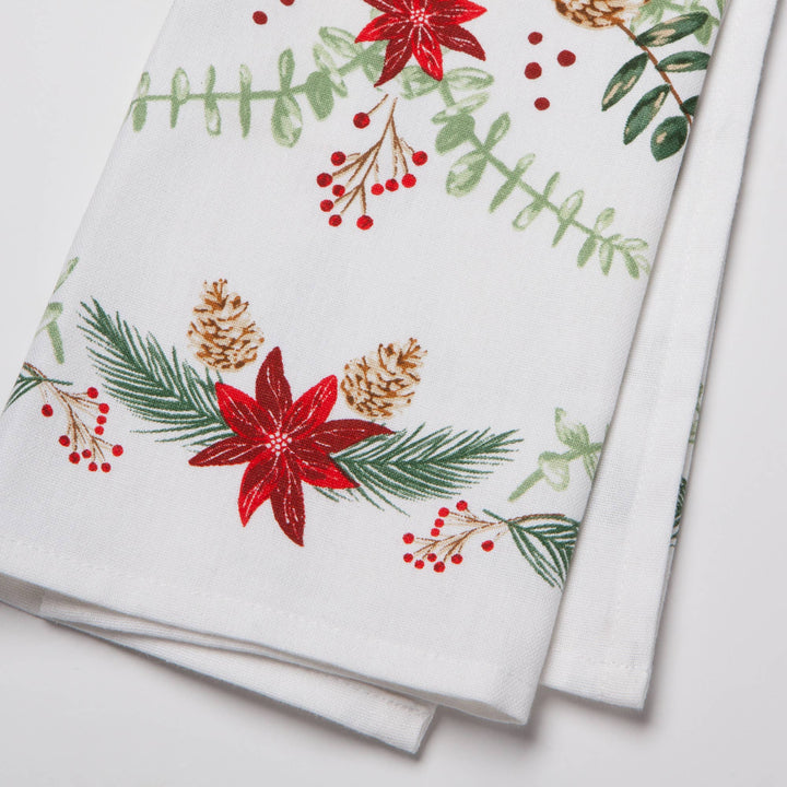 Poinsettia Christmas Dishtowel