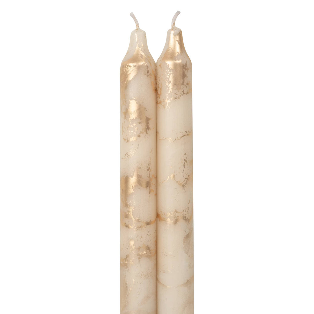 12" Decorative Taper Candles 2pk: Pistachio w/ Gold