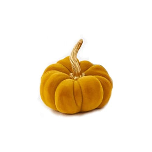 HALLOWEEN - Flocked Pumpkin w/ Gold Stem
