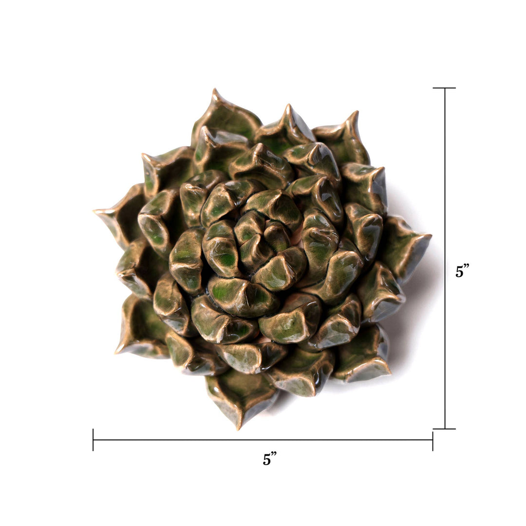 Ceramic Faux Flowers Succulents For Tabletop Or Wall Hangin: Peony Orange
