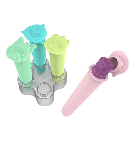 4 Pack of Silicone Push Ice Pops with Tray