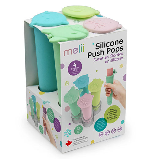 4 Pack of Silicone Push Ice Pops with Tray