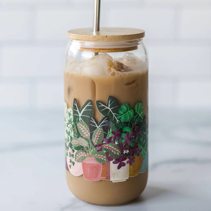 Houseplants Glass and Bamboo Coffee Tumbler