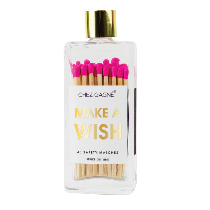 Make A Wish - Glass Bottle Matches - Bright Pink