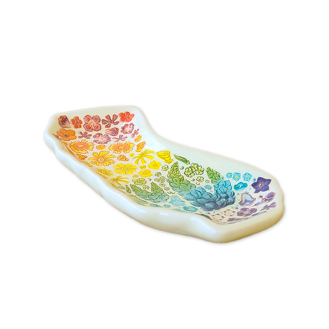 California Shaped Floral Rainbow Trinket Tray