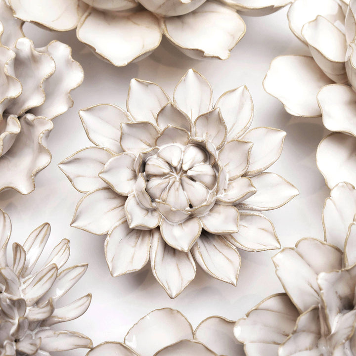 White Ceramic Flower Hanging: Pearl Zinnia