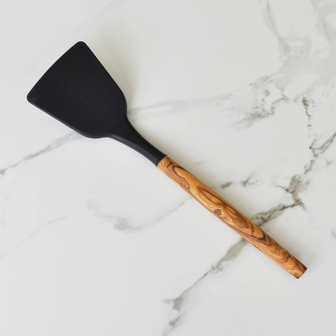 Silicone Turner with Olive Wood Handle - 12"