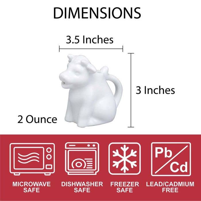 HIC Kitchen Mini Cow Creamer With Handle, 2oz