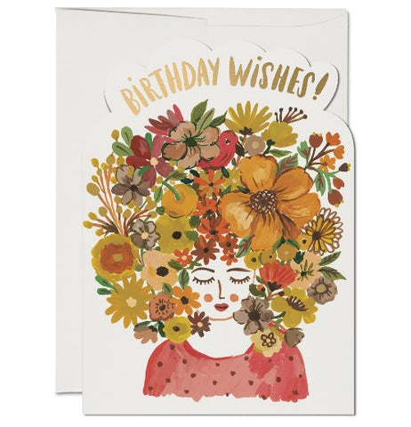 Floral Tresses Birthday Greeting Card