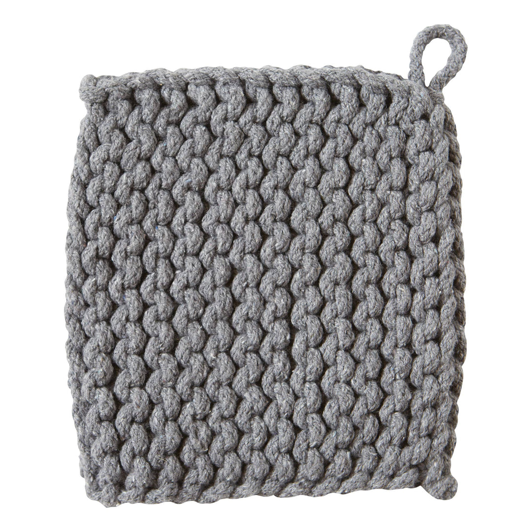 Crochet Trivet Potholder Gray Cotton Everyday