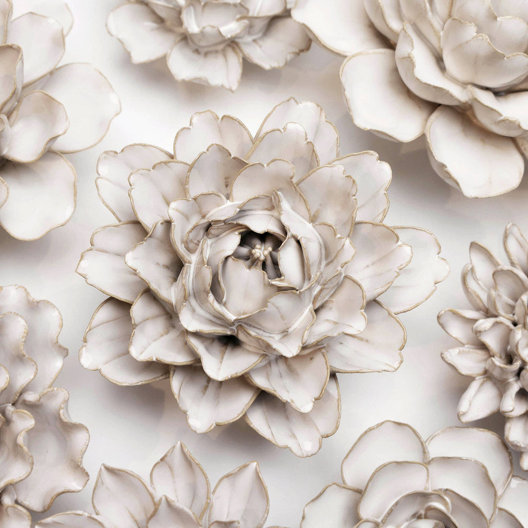 White Ceramic Flower Hanging: Pearl Zinnia