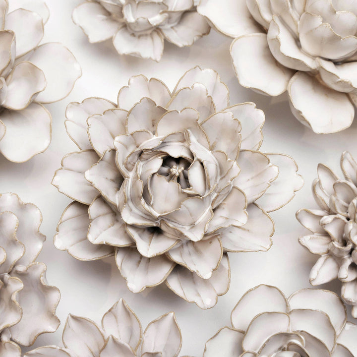 White Ceramic Flower Hanging: Pearl Zinnia