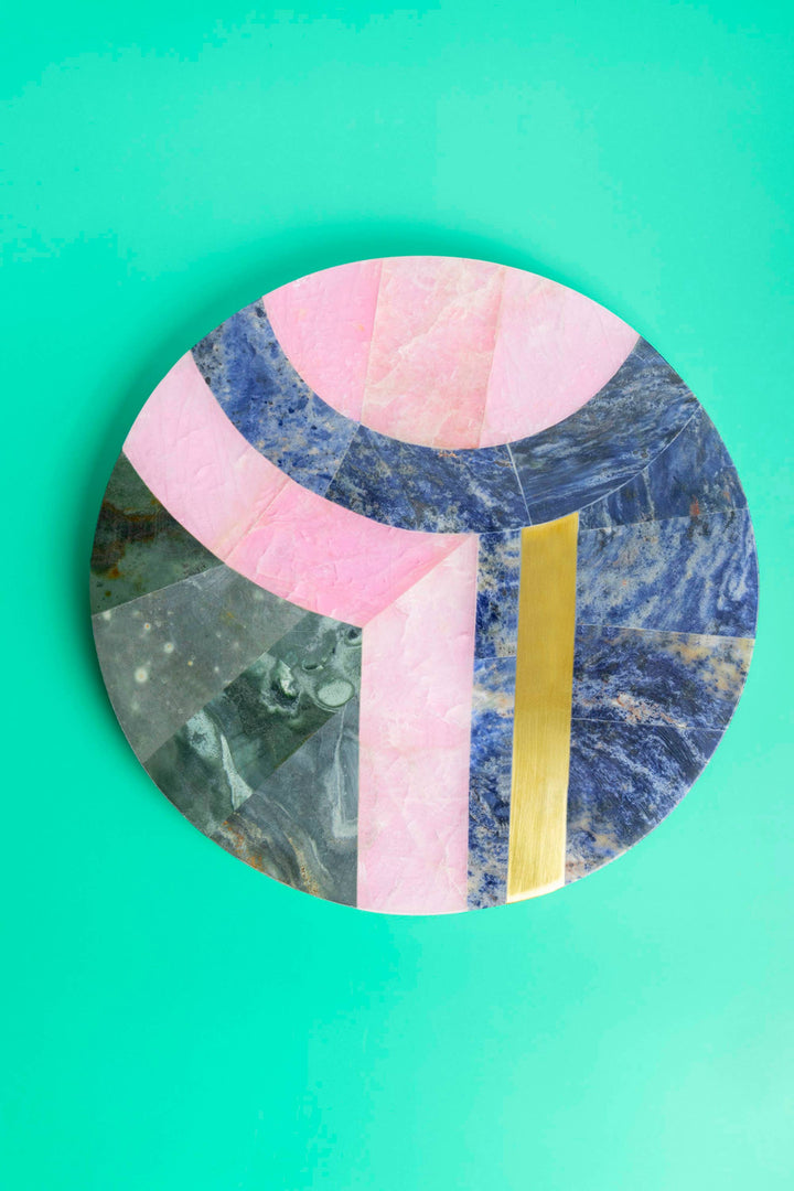 Round Colorful Marble Cheese Board, 12"