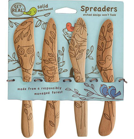 "Nature" Beechwood Spreaders (Set of 4)