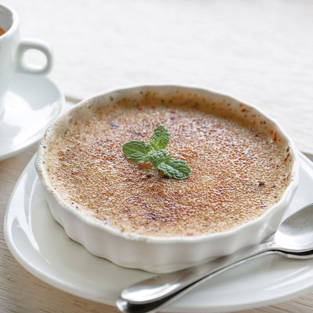 Porcelain Creme Brulee Dish – 5in Round Fluted Ramekin
