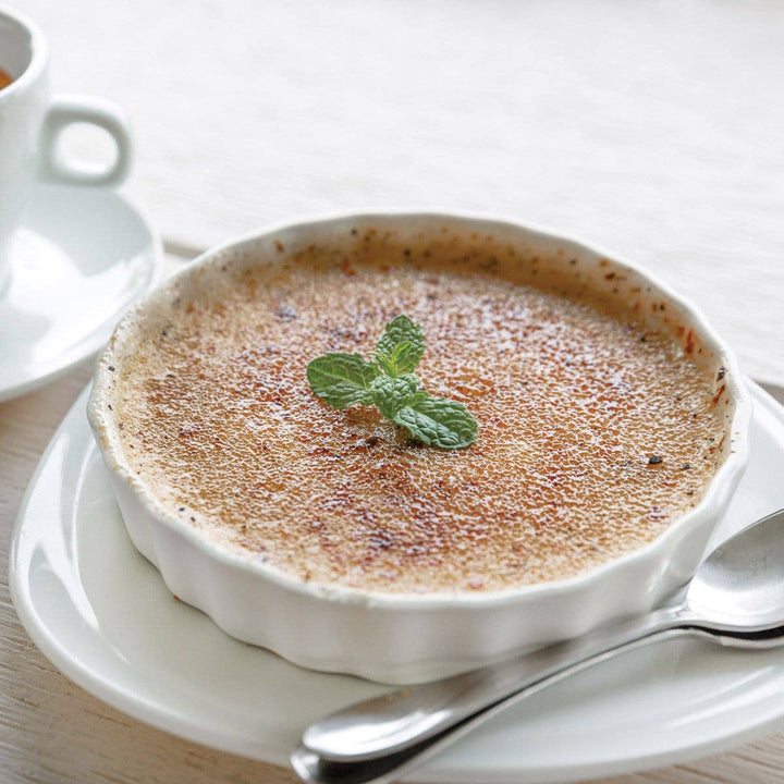 Porcelain Creme Brulee Dish – 5in Round Fluted Ramekin