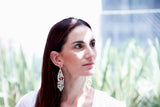 Beaded Handwoven Wildflower Fringe Earrings (White)