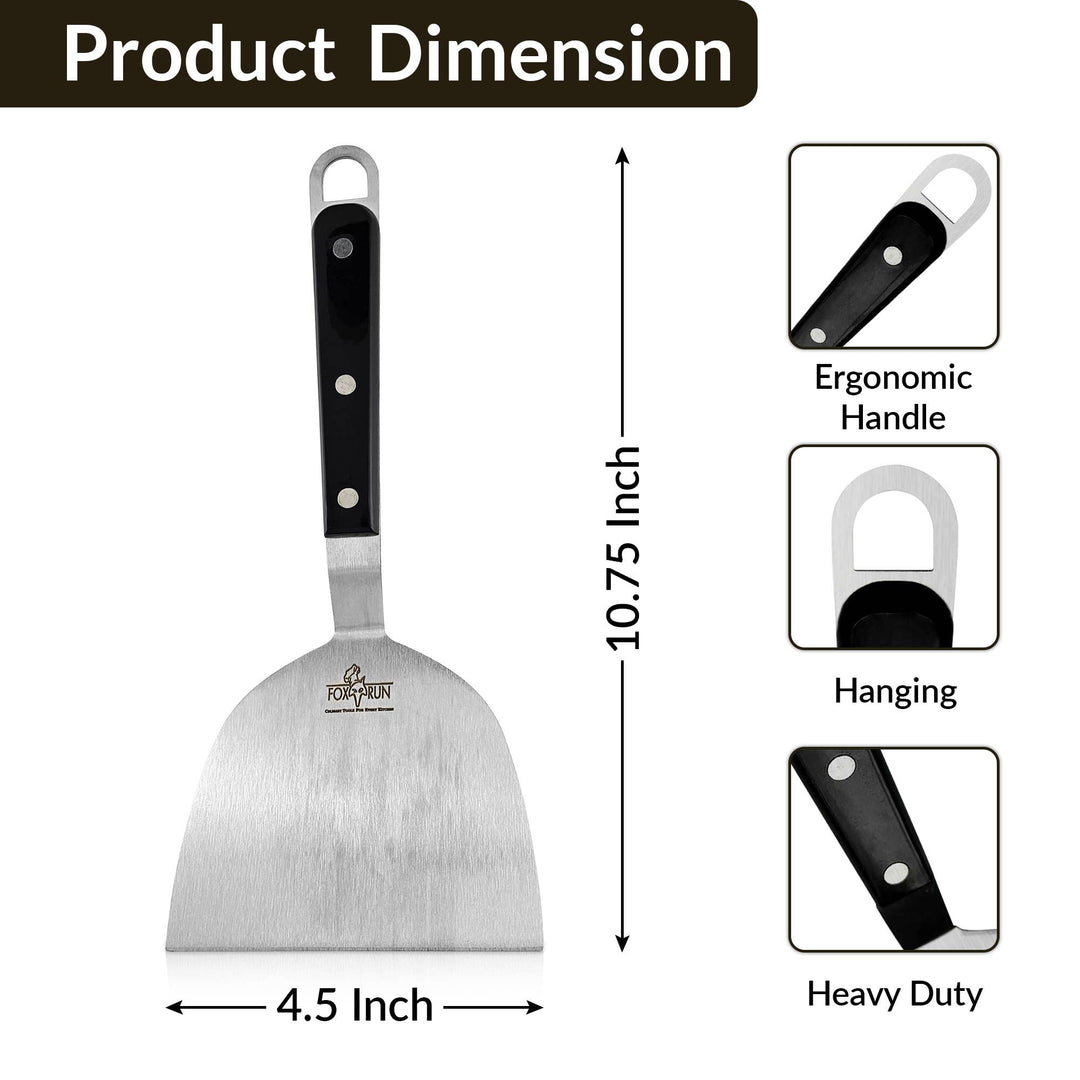 Fox Run Stainless Steel Griddle Scraper, 10.75”x 4.5”x 2.2"