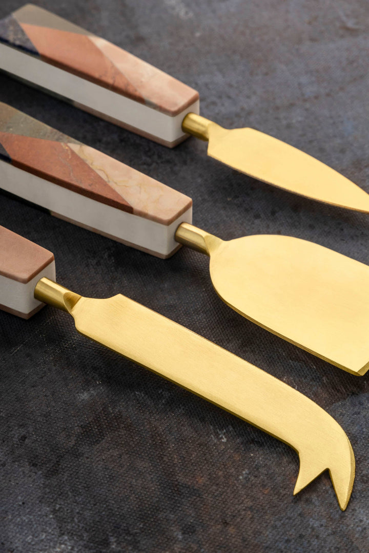 Galicia Marble Cheese Knives, Set of 3