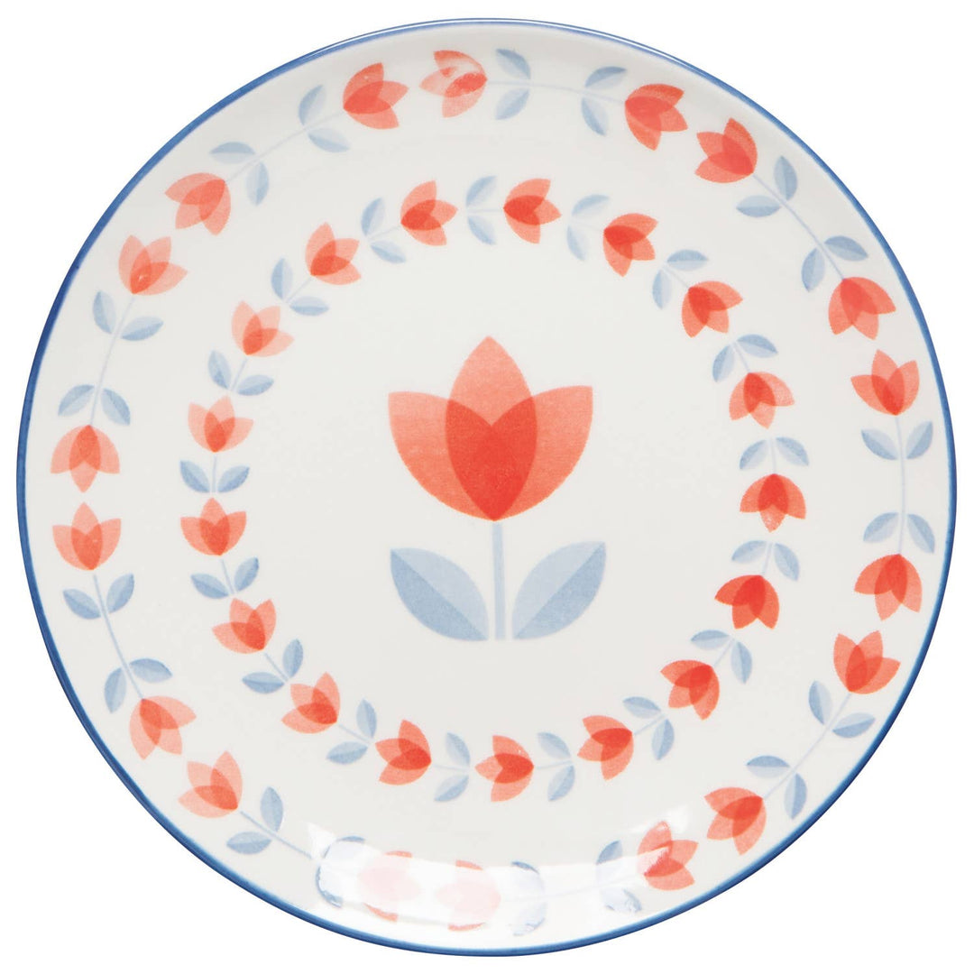 Red Tulip Stamped Appetizer Plate 6 inch