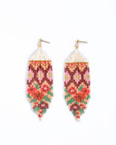 Beaded Handwoven Huipil Fringe Earrings (Warmed Earth)