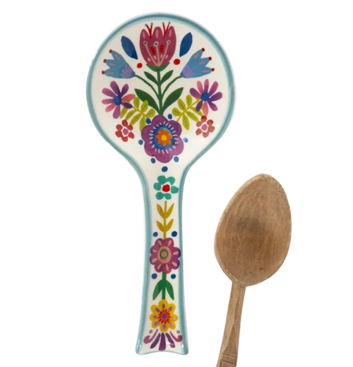 Ceramic Spoon Rest Folk Flower