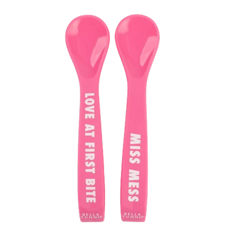 Love First Bite Miss Mess Spoon Set-Pink