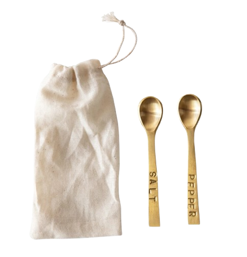 Mini Brass "Salt" and "Pepper" Spoons