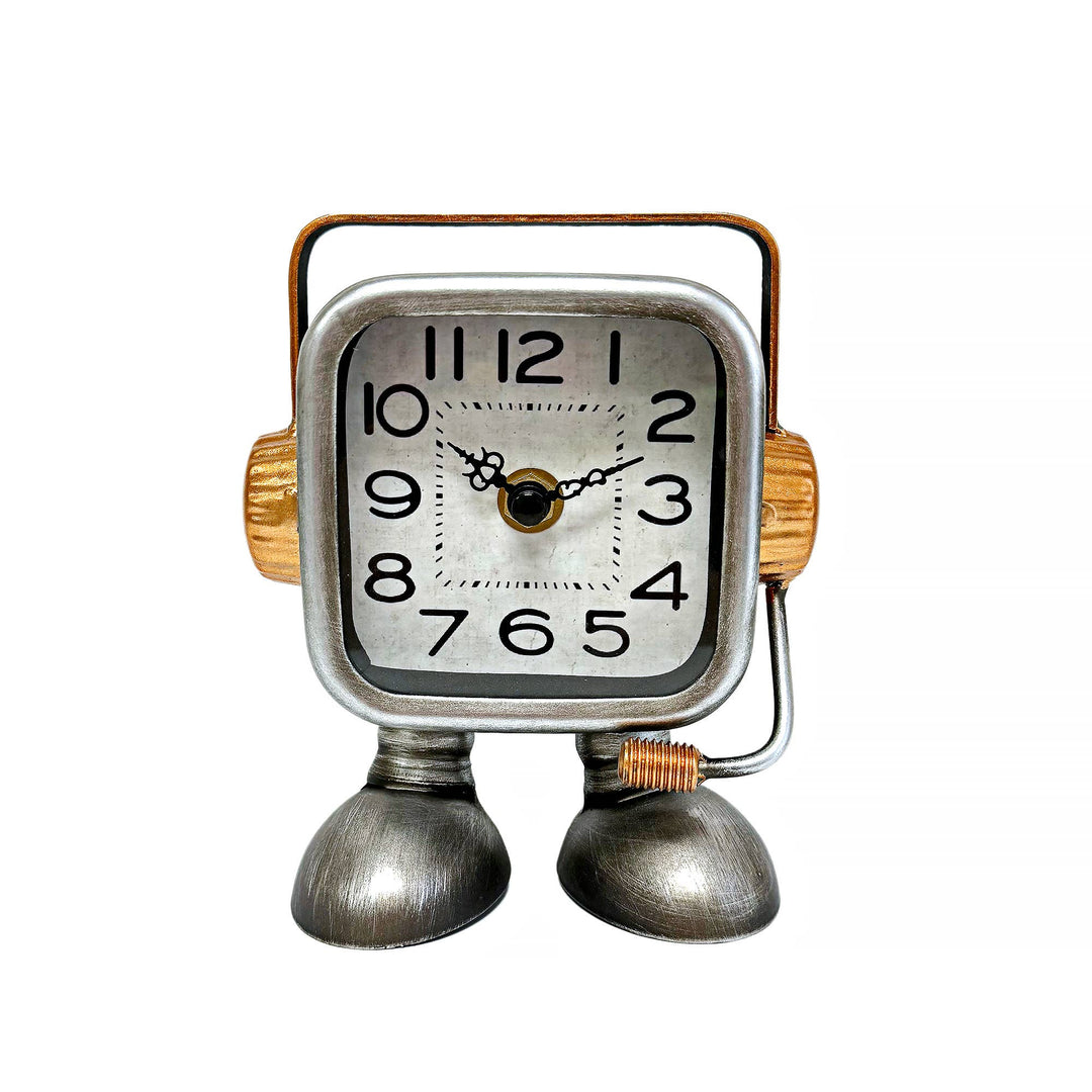 Silver Robot Table Clock