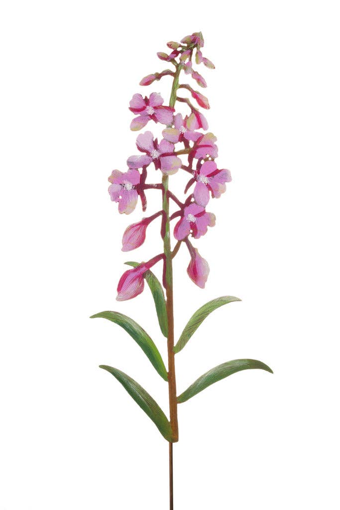 Fireweed Flower Painted Pick -Metal Silhouette Garden Yard