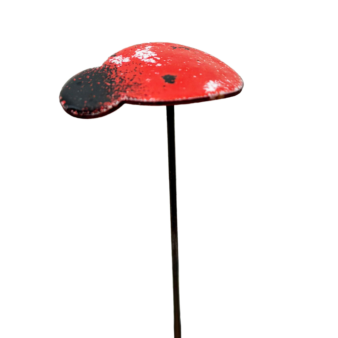 Small Copper Enamel Ladybug Plant Stake
