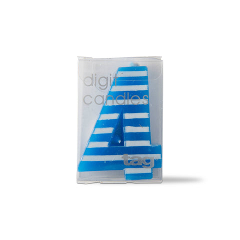 Four Digit Party Candle Stripes Blue Multi Paraffin Wax: Blue / Wax