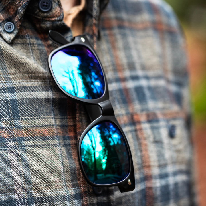 Bottle Opener Sunglasses - Matte Black w/ Olivine Lenses