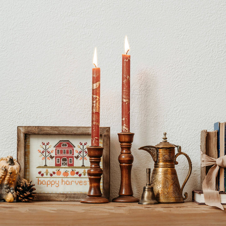 12" Decorative Taper Candles 2pk: Pure White w/ Gold
