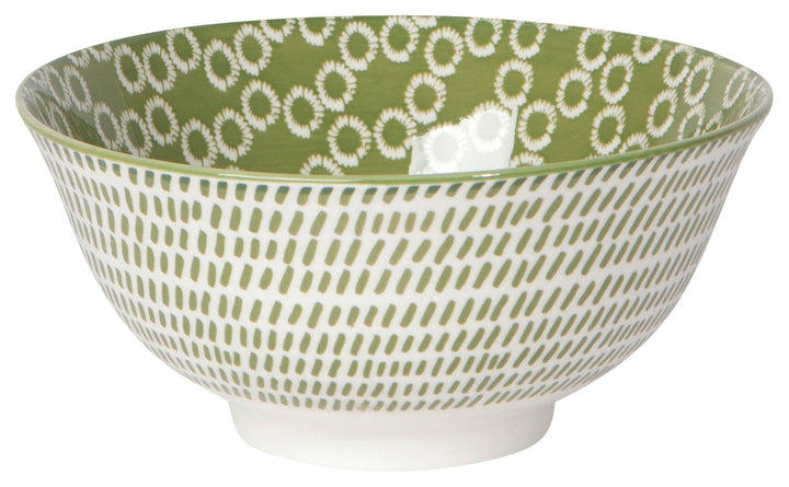 Green Rings Stamped Bowl 6 inch