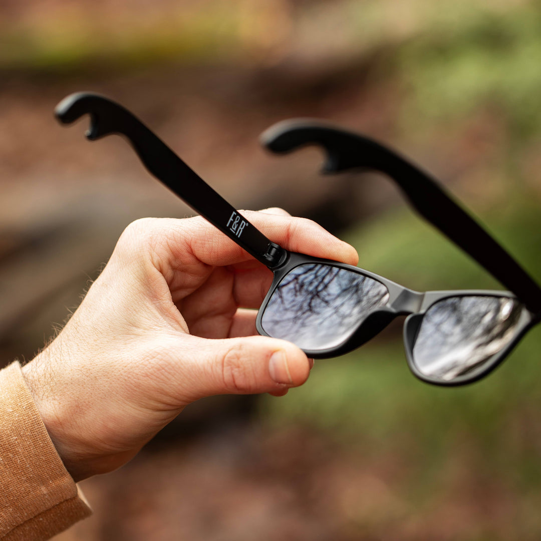 Bottle Opener Sunglasses - Matte Black w/ Olivine Lenses