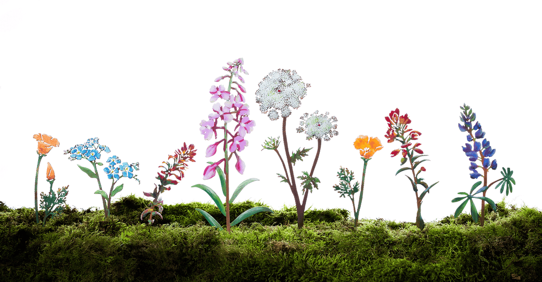 Fireweed Flower Painted Pick -Metal Silhouette Garden Yard