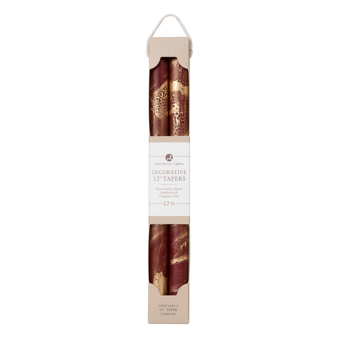 12" Decorative Taper Candles 2pk: Pistachio w/ Gold